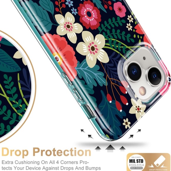 Esdot iPhone 14 Case/Built-in Screen Protector,“Blooming Flowers” - Picture 4 of 10